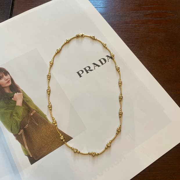 빈티지 골드 하트 큐빅 목걸이 키치 페어리 모리 오리엔탈