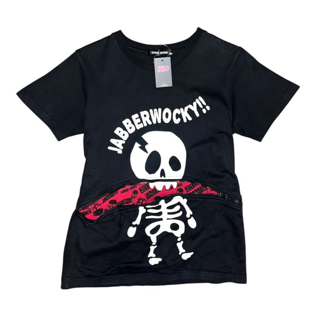 해골 프린팅 지퍼 반팔티 펑크키치y2k