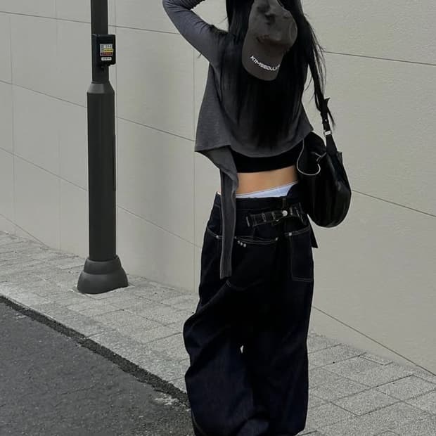 킴서울 데님 커버드 탭 로우 진