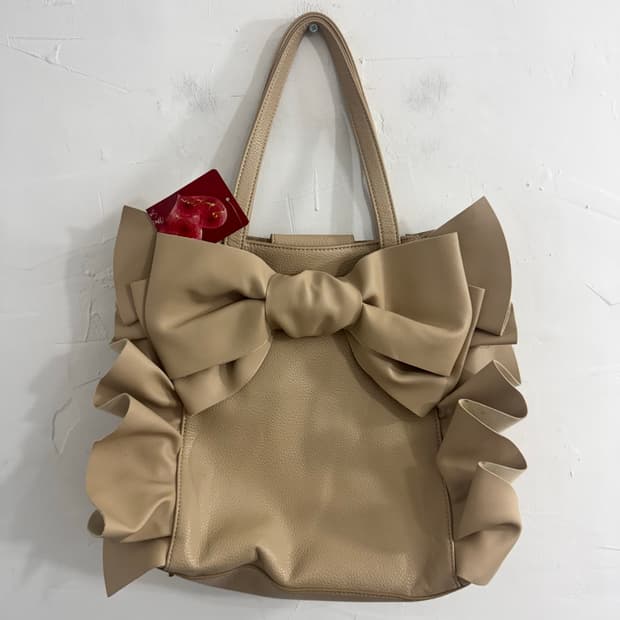 big ribbon leather bag