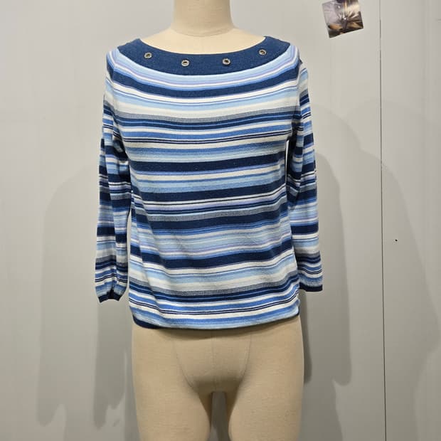 르코팽 스트라이프 보트넥 니트 긴팔 티셔츠