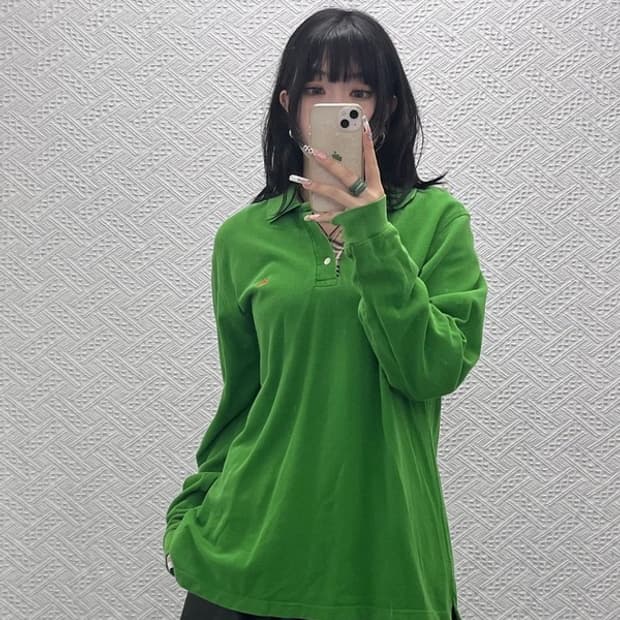 버버리 빈티지 캐주얼 레트로 그린 카라 롱슬리브 XL C11518