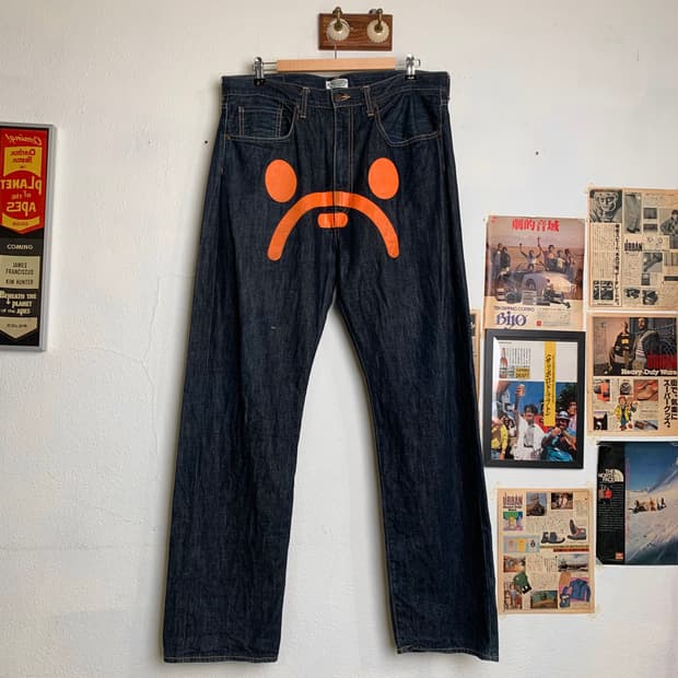 베이프 마일로 프론트 프린팅 데님