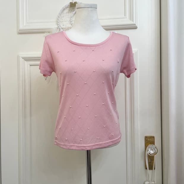 pink pearl point argyle top(size-M)