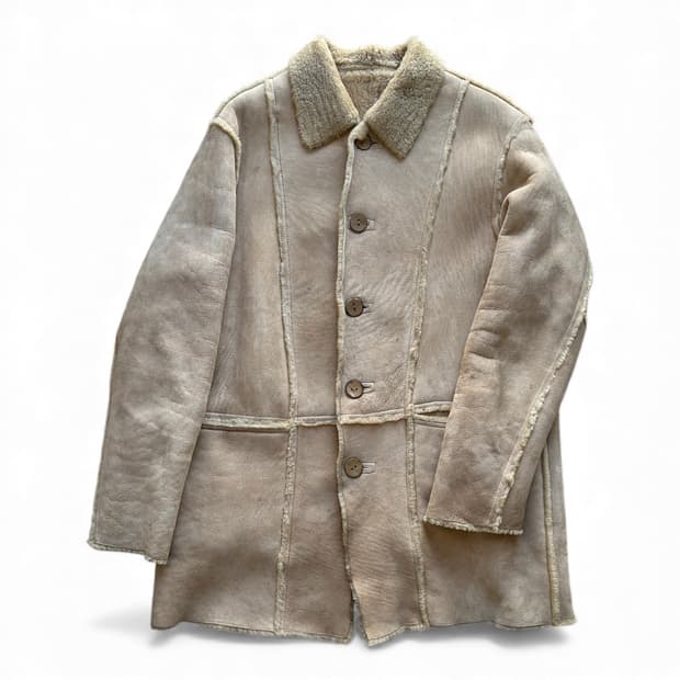 Vintage Faded Ivory Mouton Coat