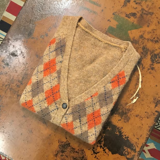 VTG 빈티지 오렌지 아가일 패턴 니트 가디건 여성 프리 남성 102