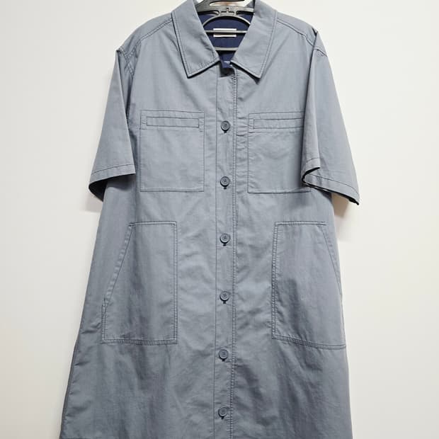스튜디오톰보이  셔츠 원피스 블루 그레이