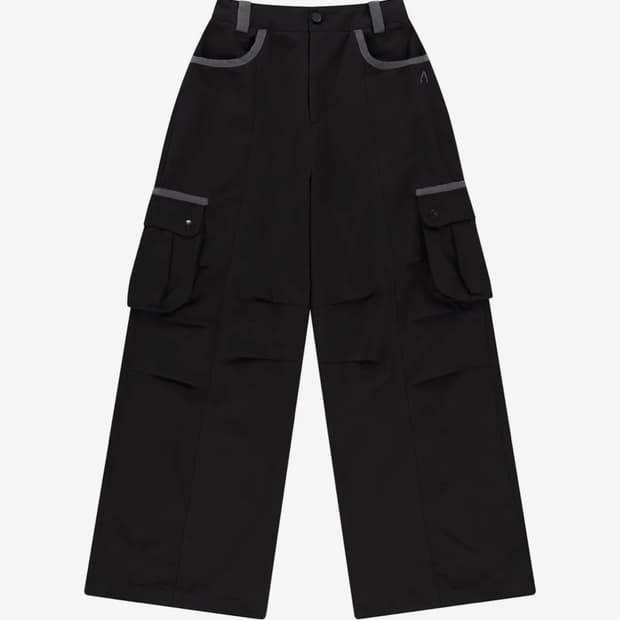 아캄 Knee Pin-tuck Contrast Cargo Pants