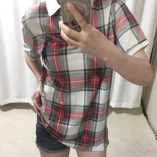 폴로 랄프로렌 일본 빈티지 체크 카라 빅포니 PK 반팔 티