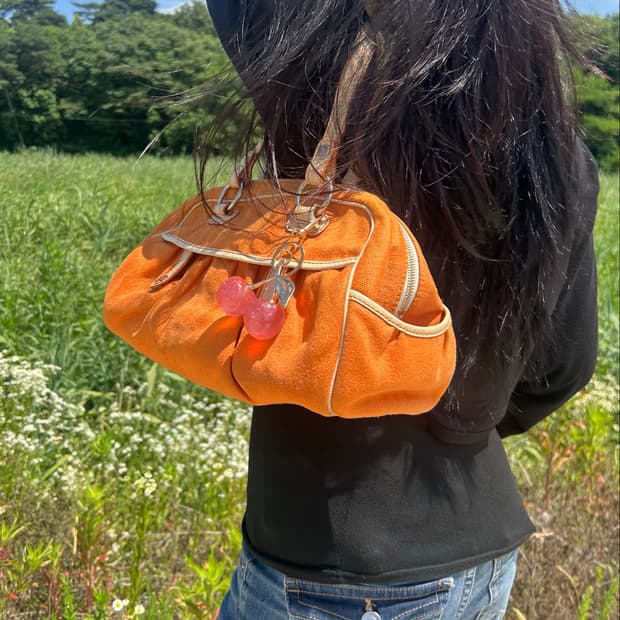레어🥭)) 올드 셀린느 오렌지 캔버스 숄더백