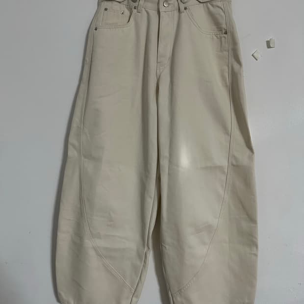 면 와이드 벌룬핏 커브 팬츠 M, L 아이보리 새상품