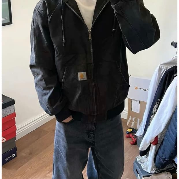 칼하트 써멀 후드 집업 네이비