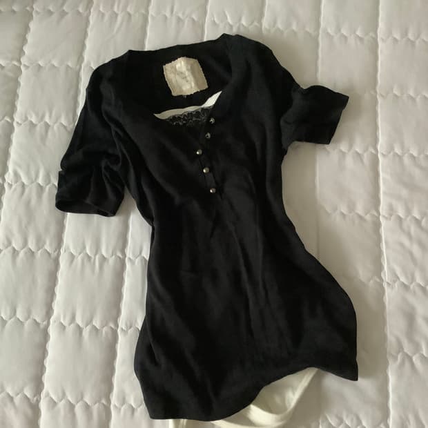 theoria 일본 빈티지 레이스 헨리넥 반팔티