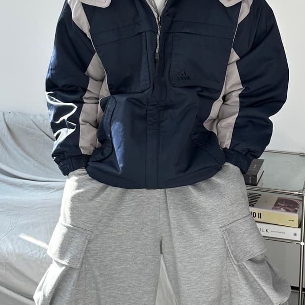 아디다스 00s 네이비 그레이 점퍼 95