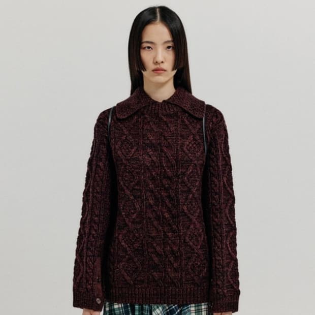 EENK cable knit collared turtleneck