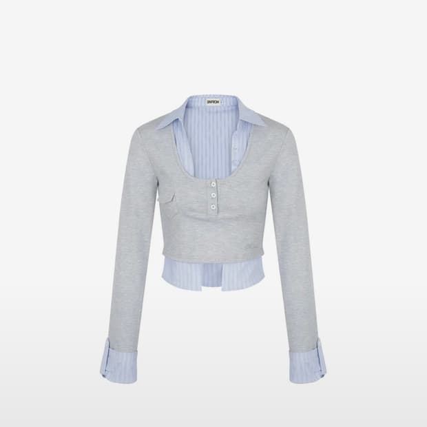 비엔프롬 LAYERED SHIRT SLEEVE [GRAY]