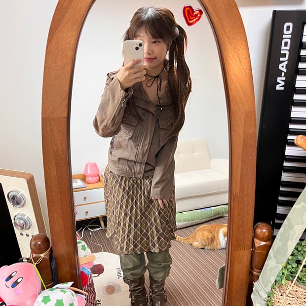 체크 플리츠 스커트