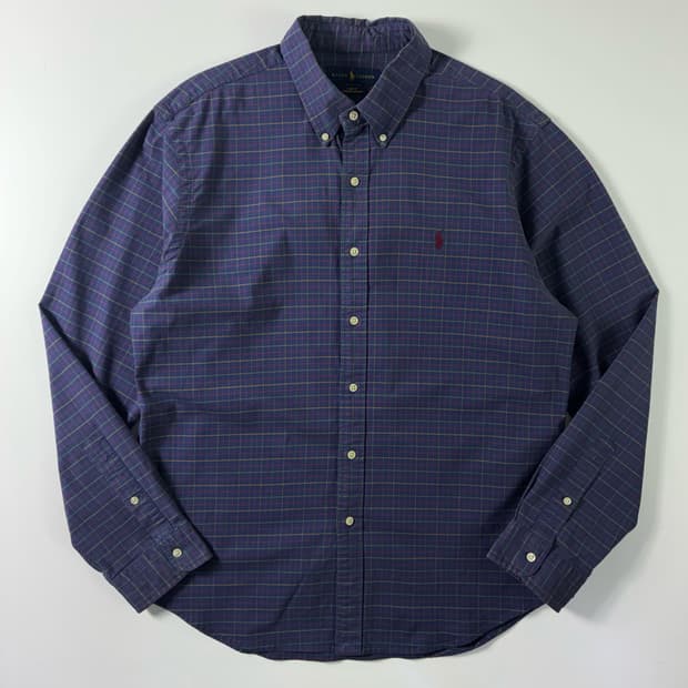 Polo  폴로 랄프로렌 자수 코튼 네이비 체크 셔츠 