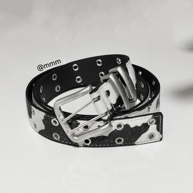 [Unisex] 카우헤어 아일렛 송치털 가죽벨트