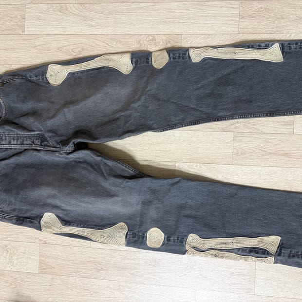 32)캐피탈 14온즈 데님 멕시칸 턱시도 오카길리 블랙 팬츠