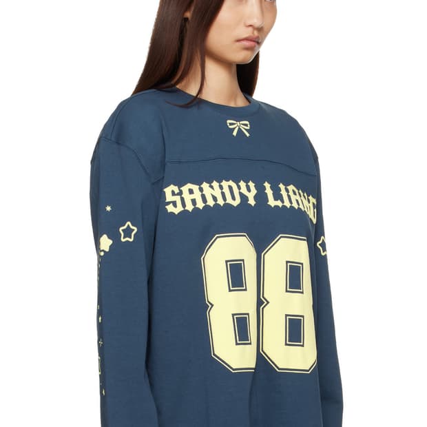 (XS,L,XL) Sandy Liang 네이비 프리스턴 티셔츠