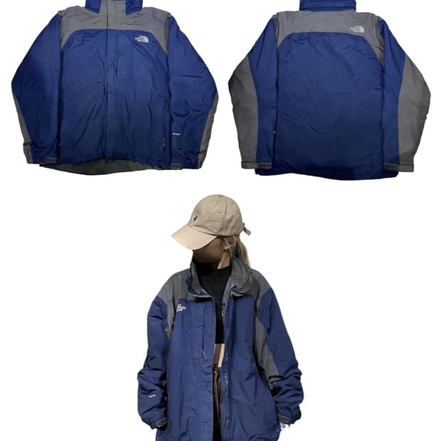 노스페이스 네이비 하이벤트 그레이 바람막이 트랙 자켓 L