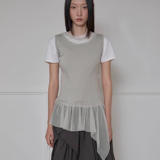 [2] 플레어업 레이어드 레이스 프릴 슬리브리스