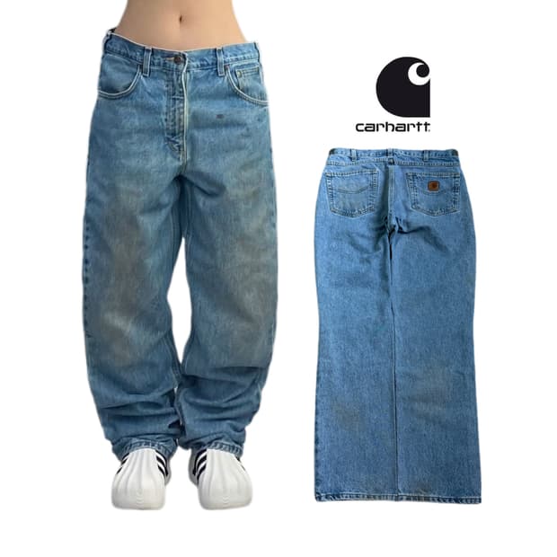 칼하트 OG 가죽패치 워싱 데님팬츠