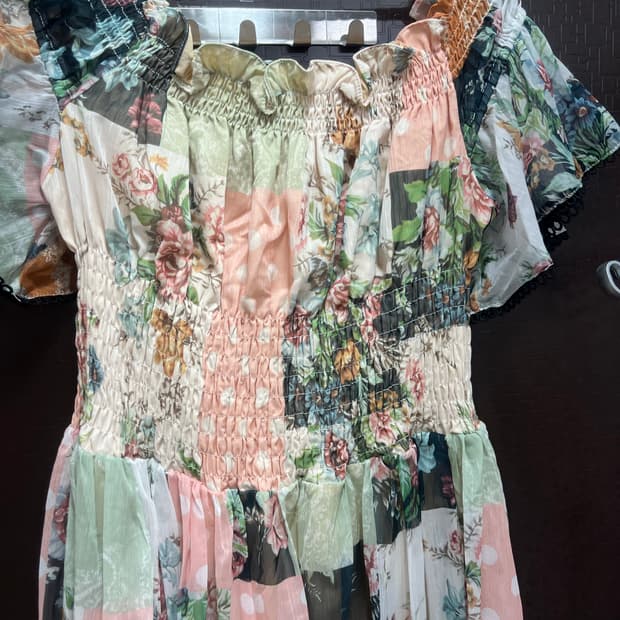 빈티지 벤딩 오프숄더 반팔 원피스 free