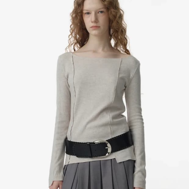 밀로우먼 컷오프 인시전 티셔츠 [화이트 멜란지]