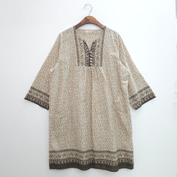 어스뮤직 플로럴 패턴 9부 포켓 원피스