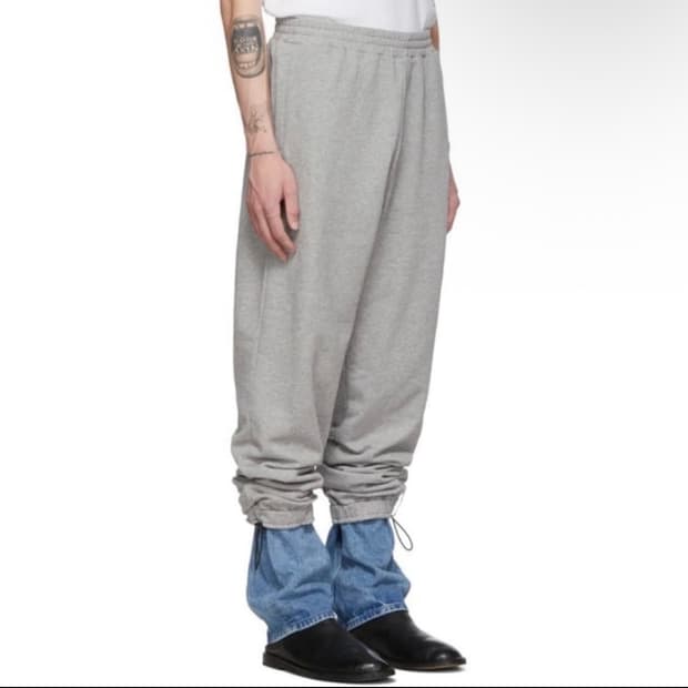 Y/ Project 레이어드 데님 오버 조깅 팬츠 그레이