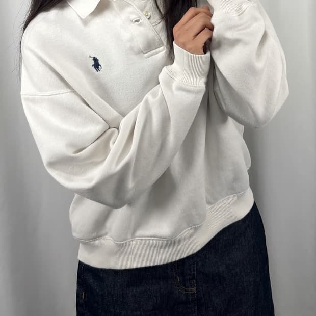 폴로 크롭 풀오버 스웻 셔츠 맨투맨