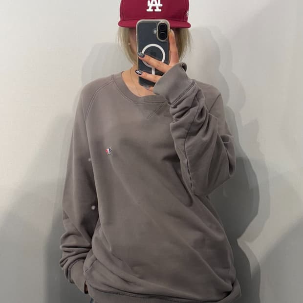 XL 메종키츠네 트리컬러 폭스 패치 스웨트셔츠 차콜
