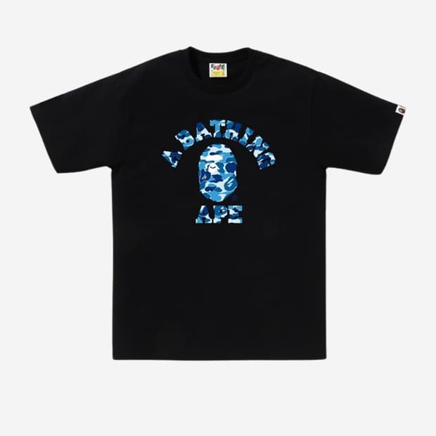 L, XL) 새상품, 베이프 ABC 카모 컬리지 티셔츠 블랙 블루   