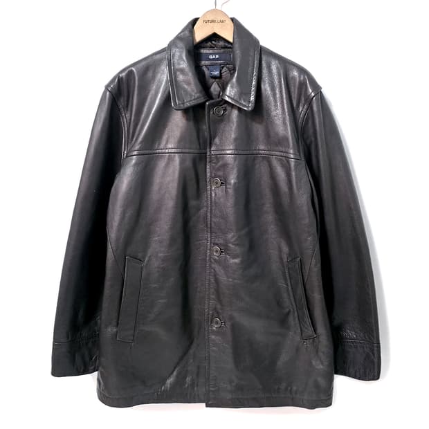 [L] 00s 갭 레더 카 코트 다크 브라운