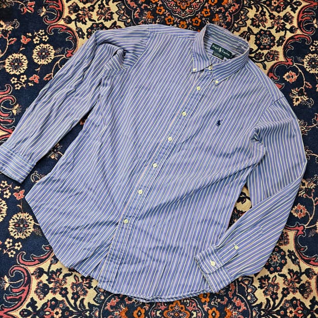 폴로랄프로렌 빈티지 버튼다운 퍼플 스트라이프 셔츠 