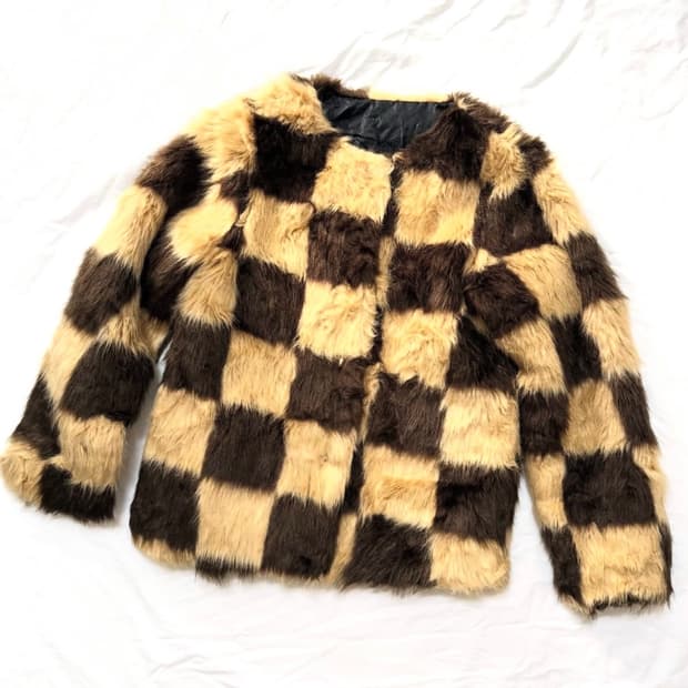 Crammy - 체크보드 퍼 자켓