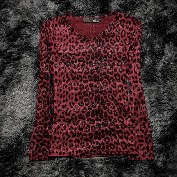 Xfrm 버건디 레오파드 글리터 롱슬리브