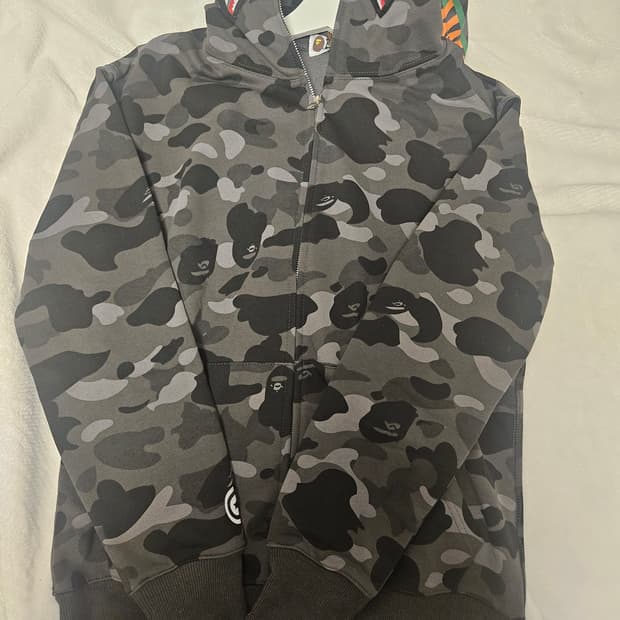Grey bape hood zip up