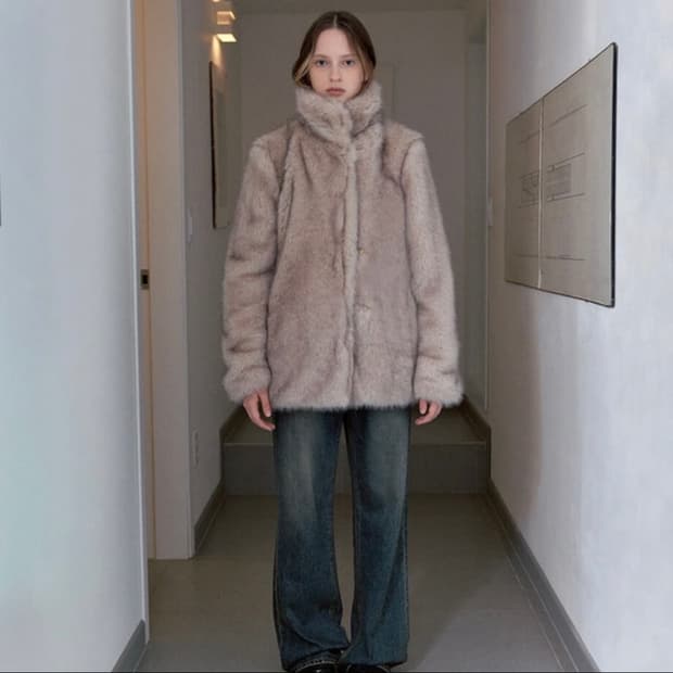 (오늘만할인)시눈 퍼자켓 heavy mix fur jacket 애쉬브라운