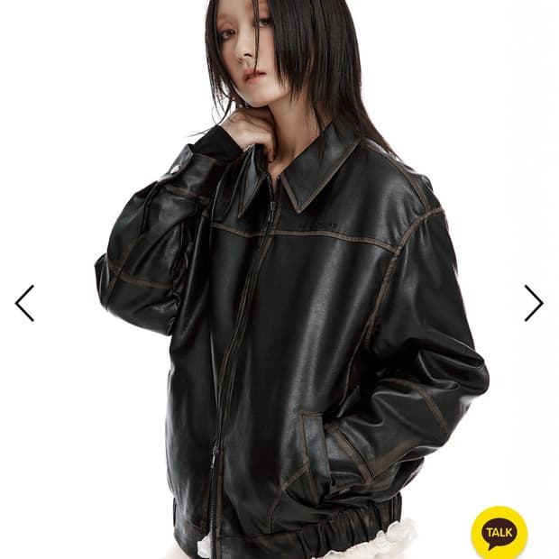 러프넥 레더 블루종 자켓