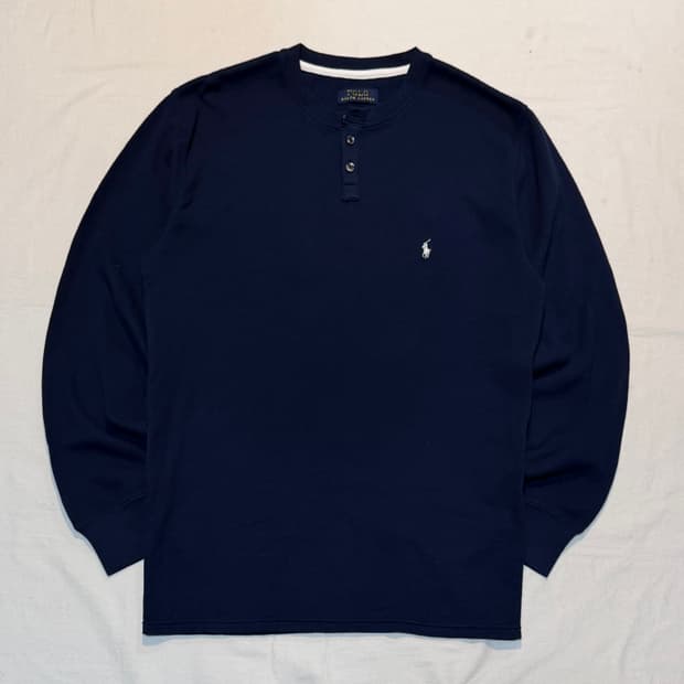 폴로 랄프로렌 와플 써멀 헨리넥 롱슬리브 네이비