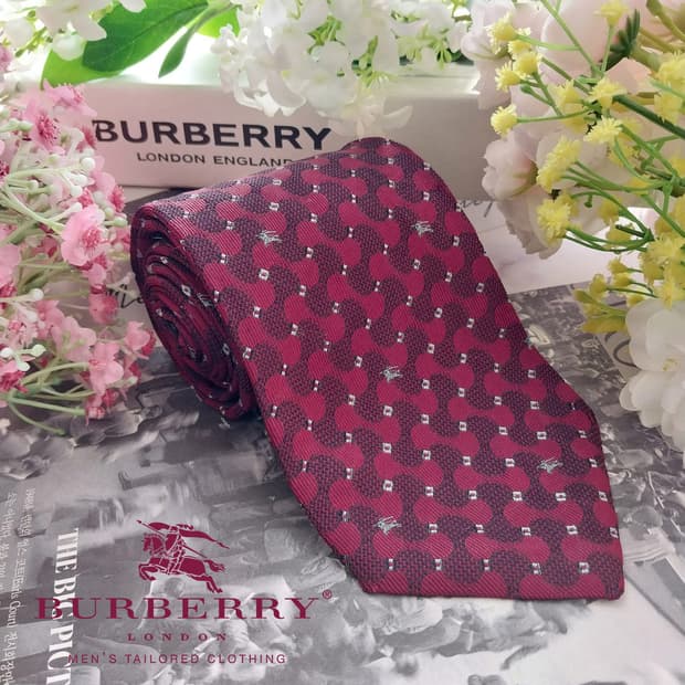 버버리 실크 기마사 로고 자카드 넥타이 10cm A+~A등급  K1508