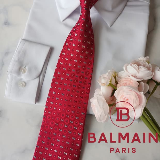 피에르 발망 실크 강아지 모티브 넥타이 9.3cm A+등급 A19806
