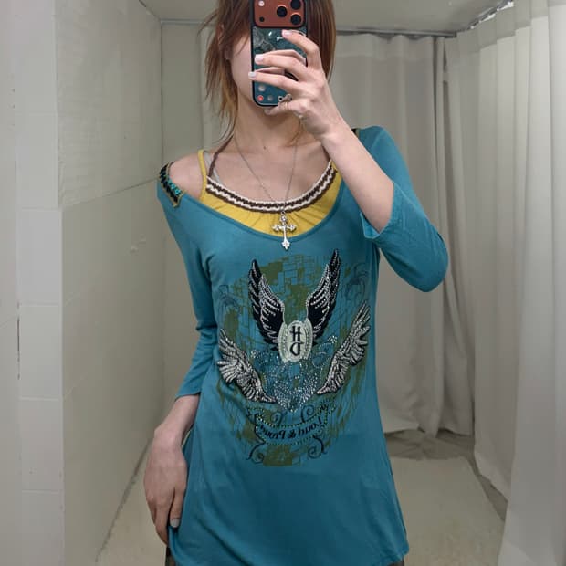 (상의 세트) 할리데이비슨 히피 큐빅 롱슬리브 + 옐로우 히피 나시