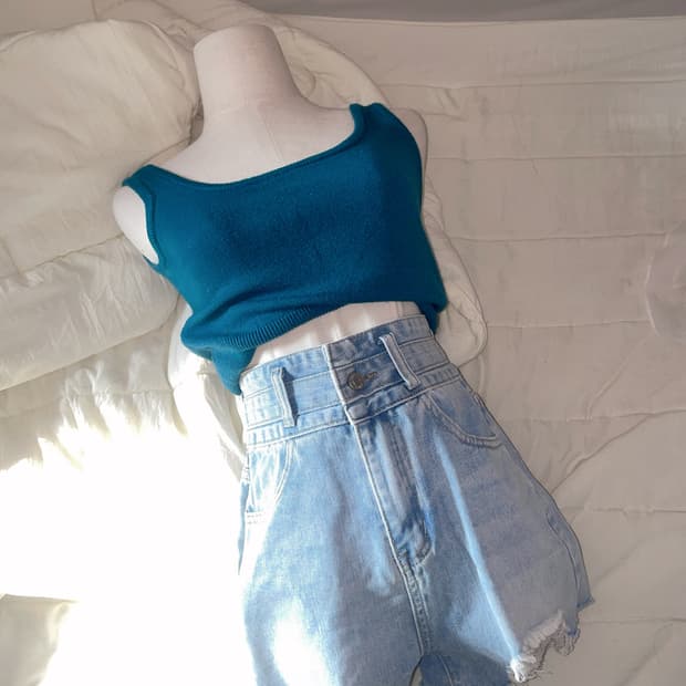 빈티지 나시 모리 나시 히피그런지 사와코 하구미 니트 나시 크롭 나시