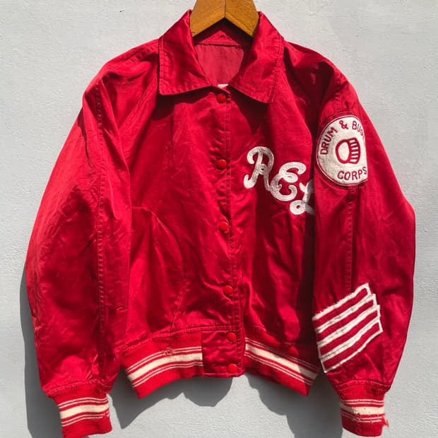 50s Lee Brigadiers 드럼앤뱅글 레터맨 새틴 자켓