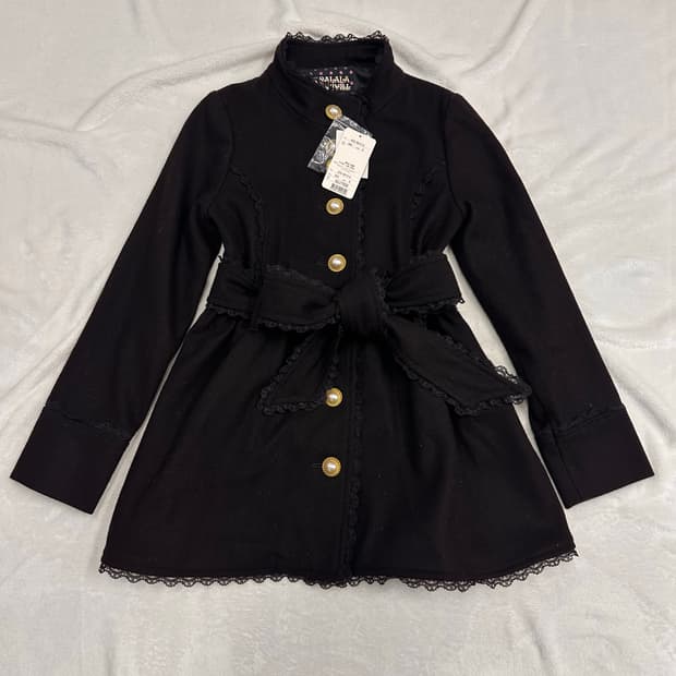 (0)트랄라라 레이스프릴 리본코트 딥브라운 