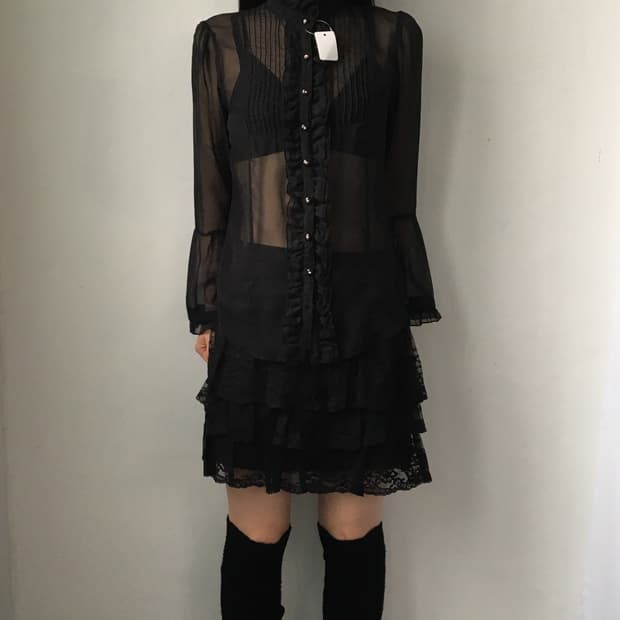 Axes femme frill high neck blouse